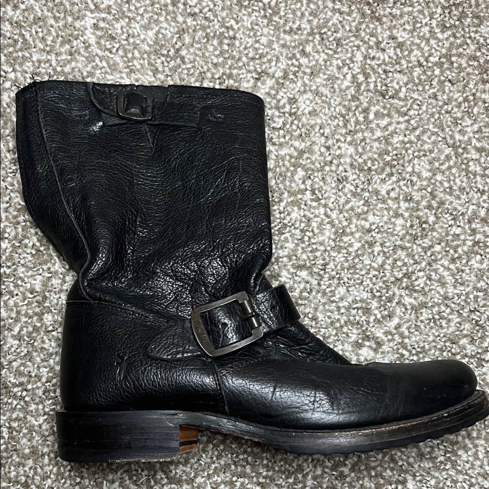 Frye Black Leather Ankle Booties with Buckles - Picture 4 of 16